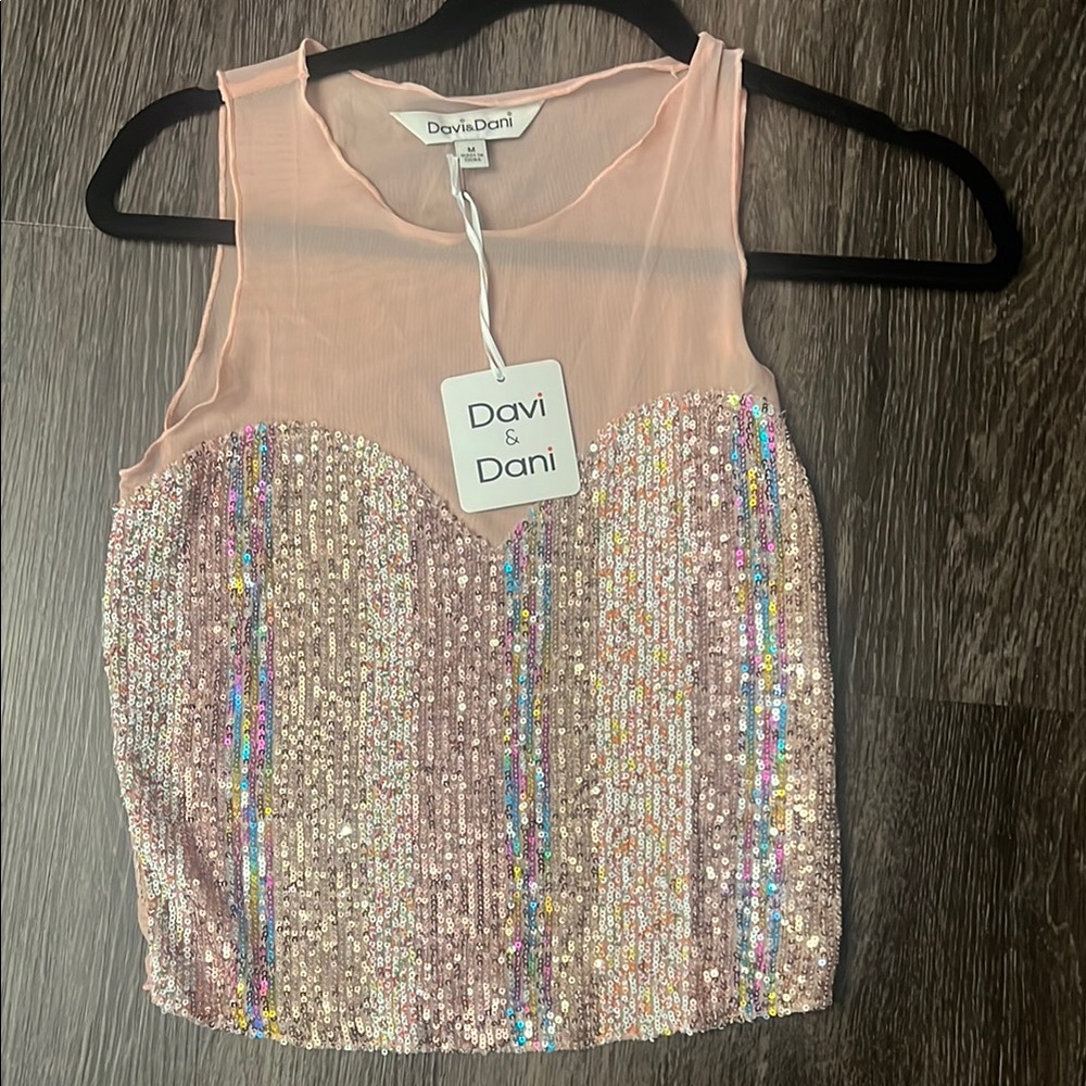 Davi & Dani Pink Sequin Women's Top